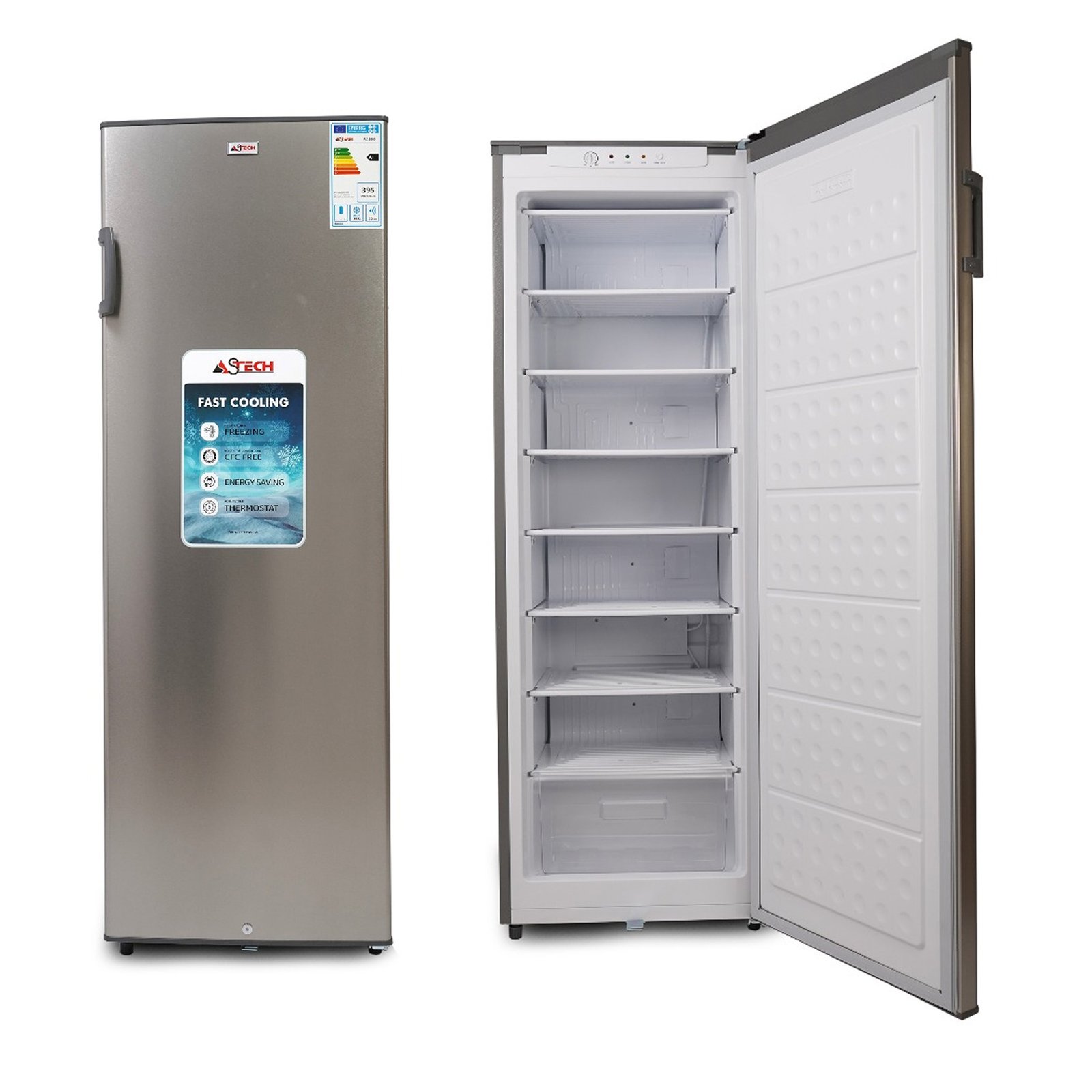 CONGELATEUR ASTECH VERTICAL 8TIROIRS 240LITRES PLAQUE ALUMINIUM GRIS PA240CD