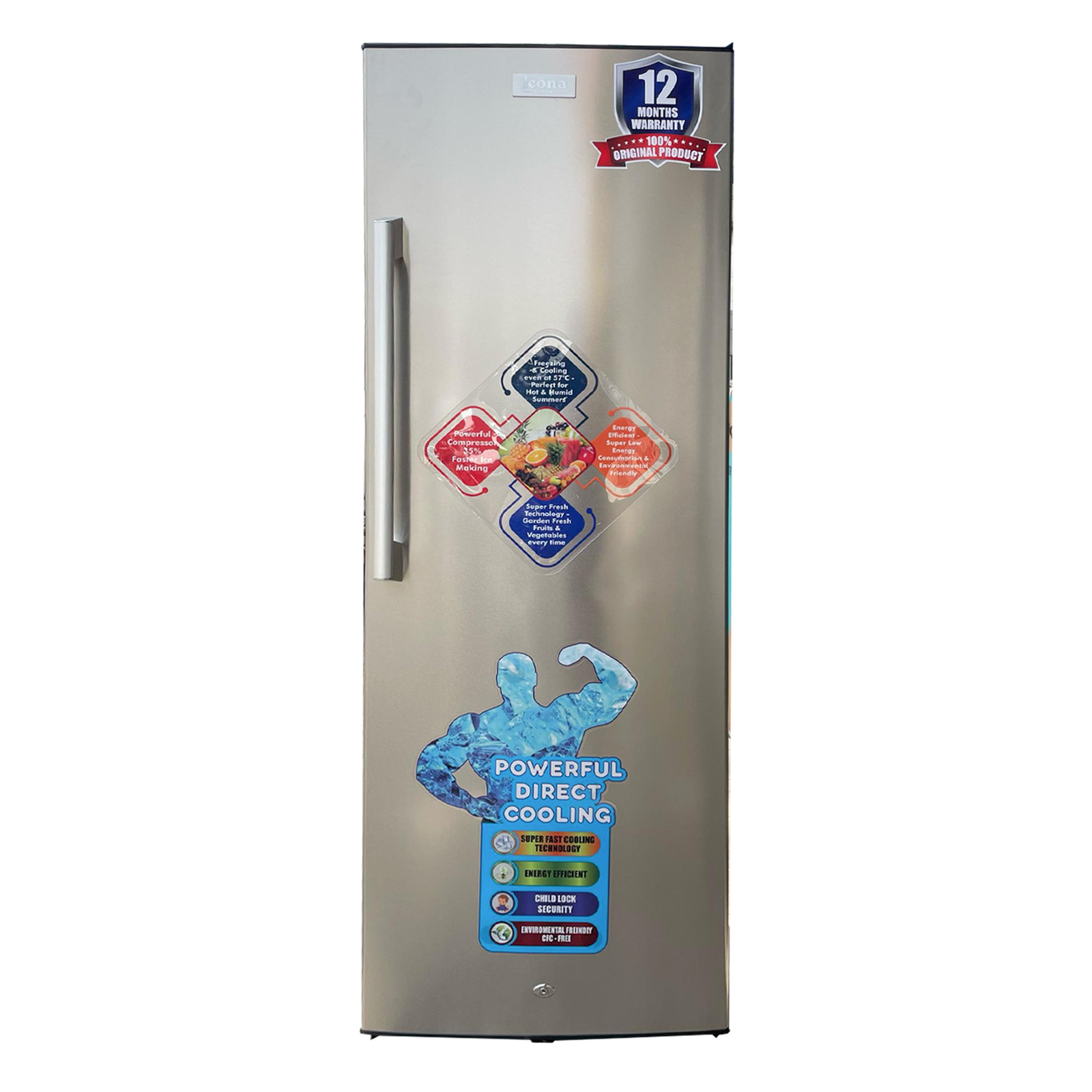 CONGELATEUR ICONA VERTICAL 9TIROIRS PLAQUE ALUMINIUM GRIS ILUF320SS