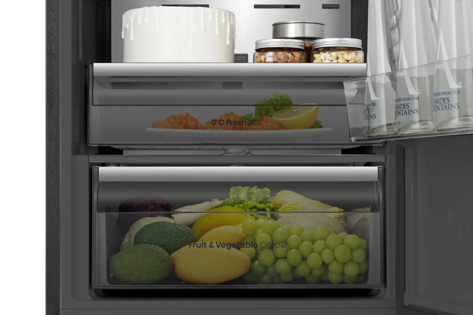 REFRIGERATEUR HISENSE COMBINE 3TIROIRS 370LITRES NOFROST INVERTER NOIR RB5K330GSF